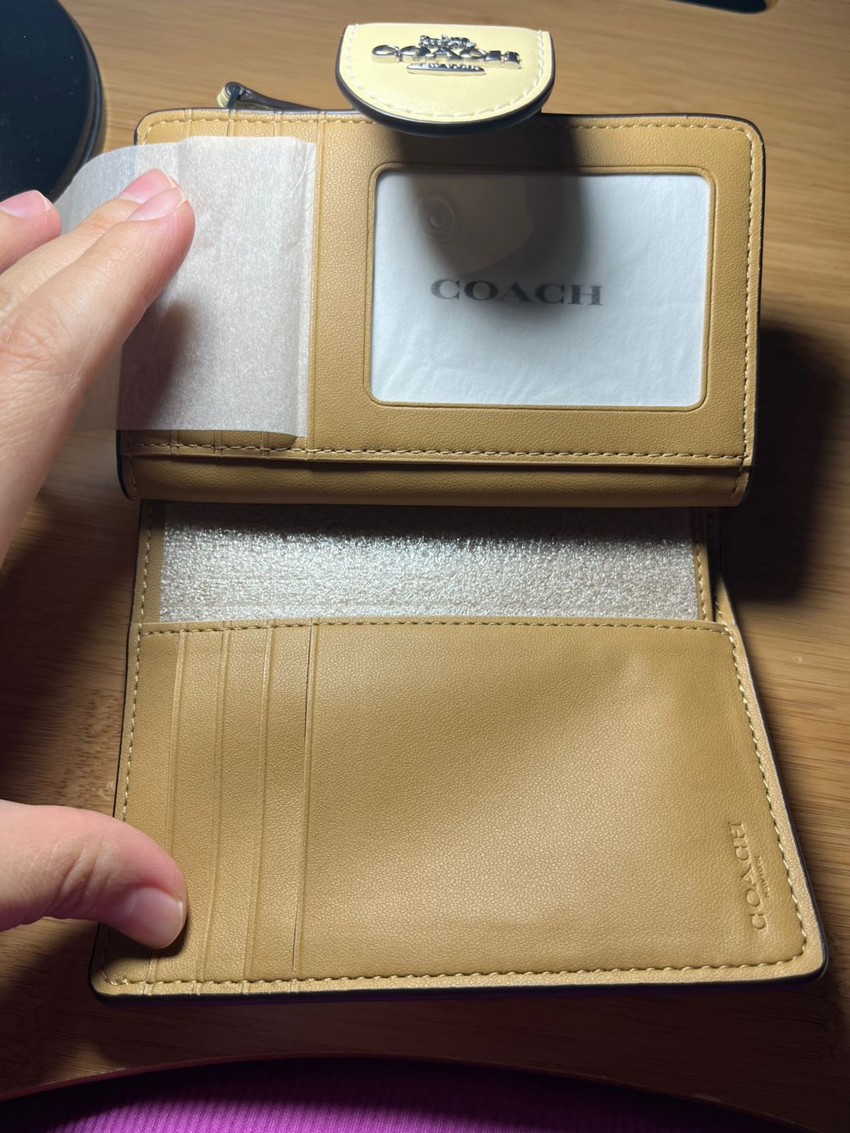 Coach Medium Corner Zip Wallet In Signature Canvas Gold