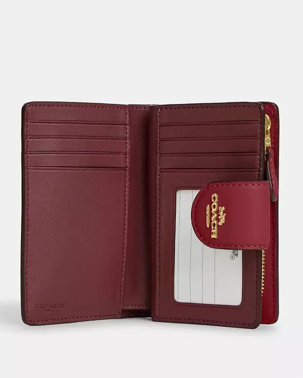 Coach Medium Corner Zip Wallet In Signature Canvas Gold