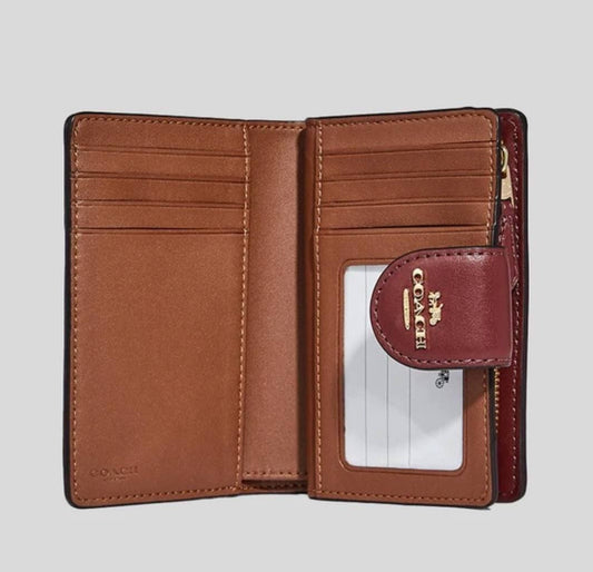 Coach Medium Corner Zip Wallet In Signature Canvas Gold