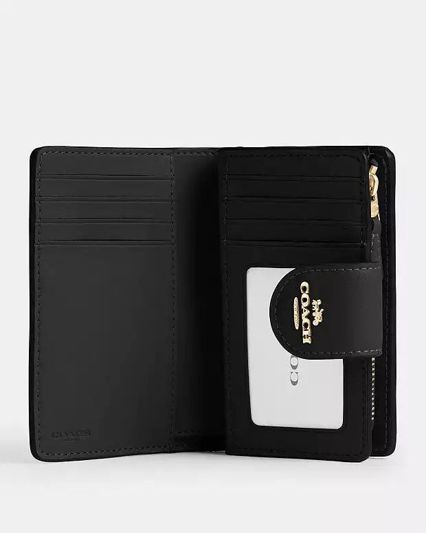 Coach Medium Corner Zip Wallet In Signature Canvas Gold