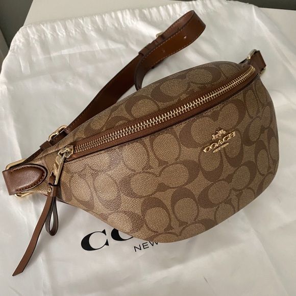 Coach Brown Signature Coated Canvas Belt Bag
