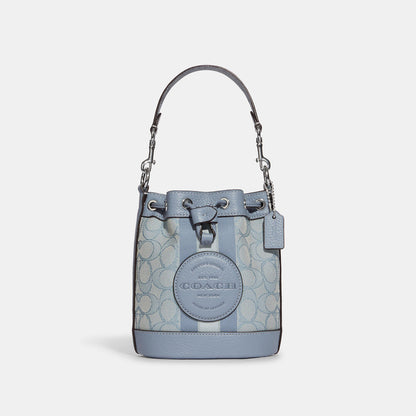 Coach Dempsey Small Bucket Bag in Signature Jacquard Marble Blue
