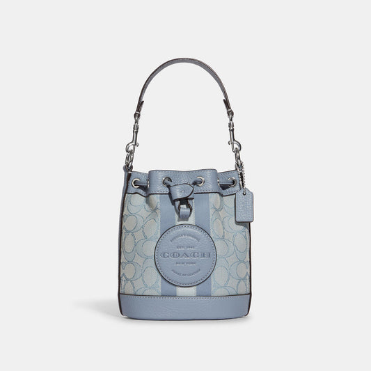 Coach Dempsey Small Bucket Bag in Signature Jacquard Marble Blue