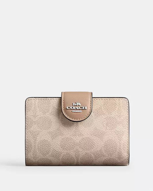 Coach Medium Corner Zip Wallet In Signature Canvas Gold