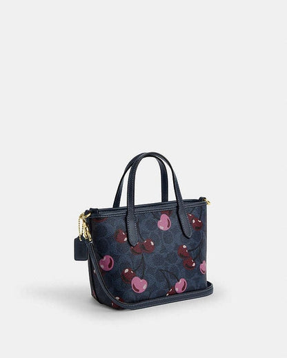 Coach City Mini Tote Bag In Signature Canvas With Cherry Print