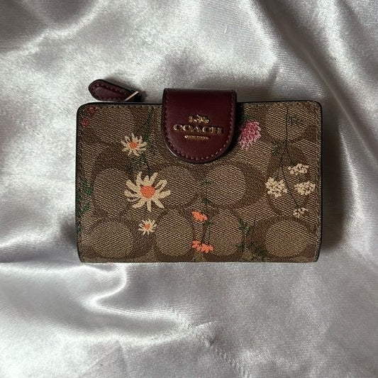 Coach Medium Corner Zip Wallet In Signature Canvas Gold