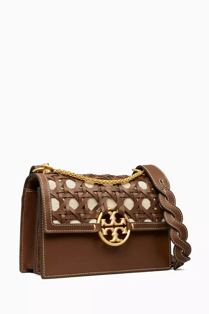 TORY BURCH Miller Basket Weave Moose Shoulder Bag