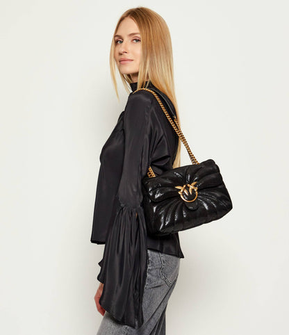 Love Puff Butterfly-quilt Crossbody Bag in Leather