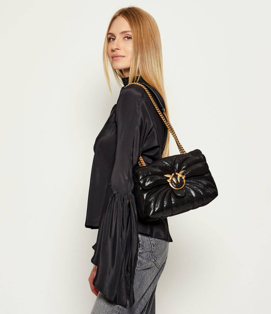 Love Puff Butterfly-quilt Crossbody Bag in Leather