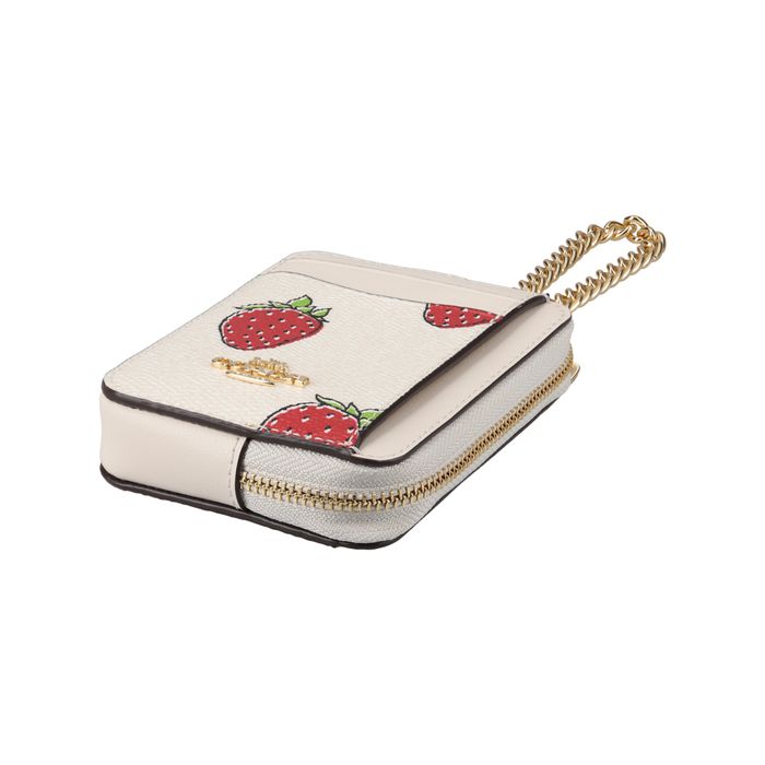 Zip card case strawberry