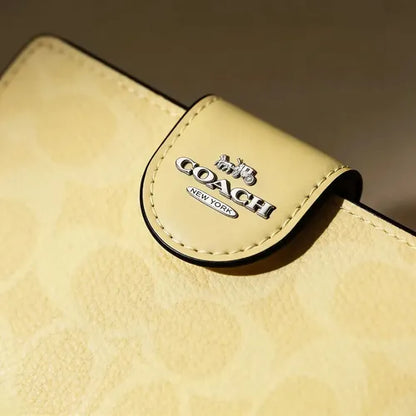 Coach Medium Corner Zip Wallet In Signature Canvas Gold