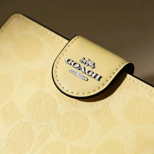 Coach Medium Corner Zip Wallet In Signature Canvas Gold