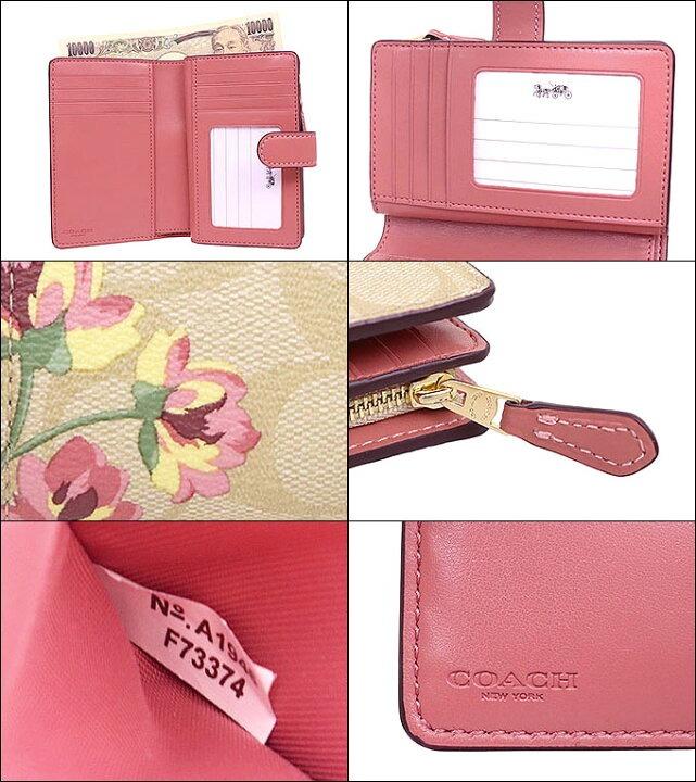 Coach Original Classic MEDIUM CORNER ZIP WALLET IN SIGNATURE CANVAS WITH LILY PRINT LIGHT KHAKI/PINK MULTI/GOLD