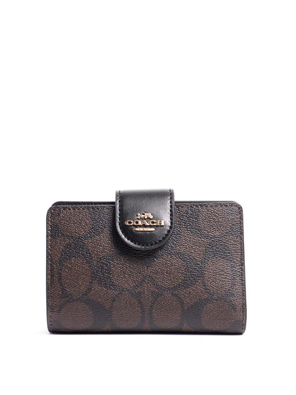 Coach Medium Corner Zip Wallet In Signature Canvas Gold