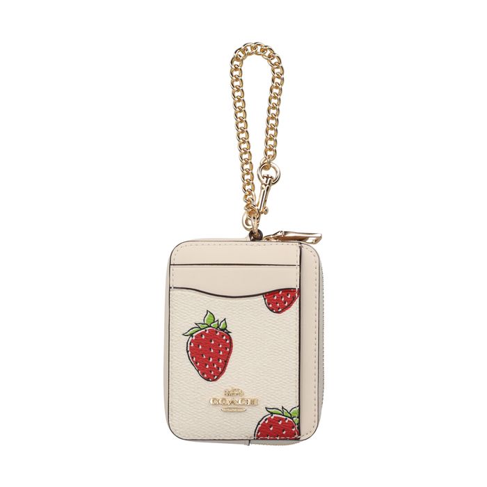 Zip card case strawberry