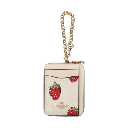 Zip card case strawberry
