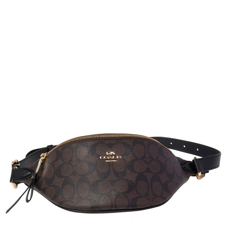 Coach Brown Signature Coated Canvas Belt Bag