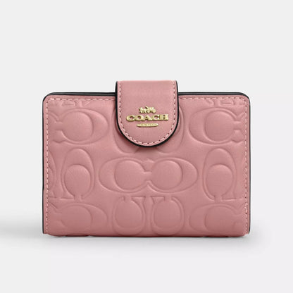 Coach Medium Corner Zip Wallet In Signature Canvas Gold