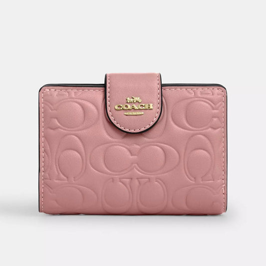 Coach Medium Corner Zip Wallet In Signature Canvas Gold