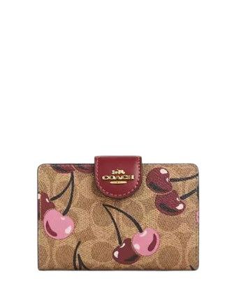 Coach Medium Corner Zip Wallet In Signature Canvas Gold