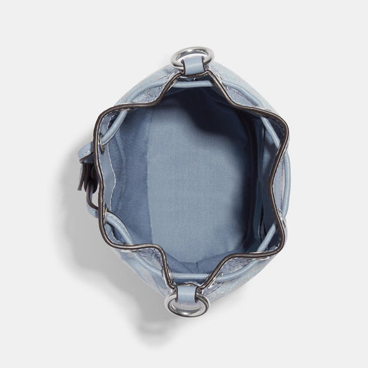 Coach Dempsey Small Bucket Bag in Signature Jacquard Marble Blue
