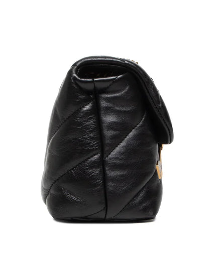 black quilted leather love mini puff pins