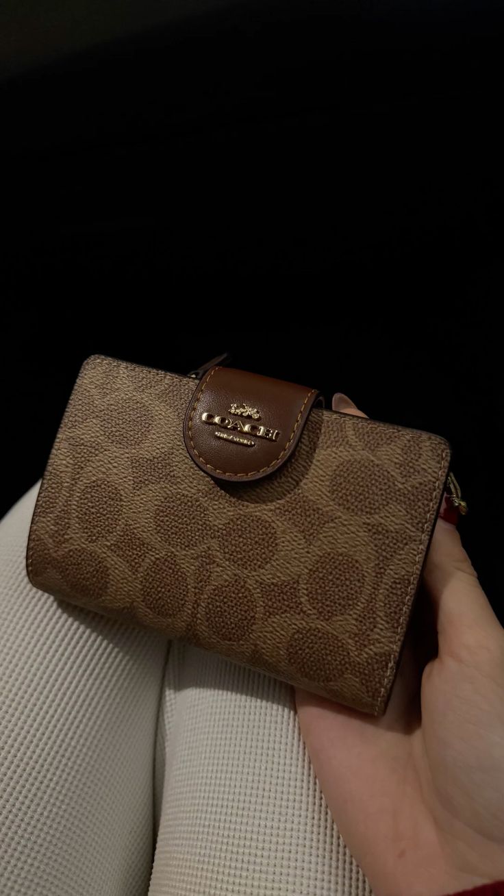 Coach Medium Corner Zip Wallet In Signature Canvas Gold