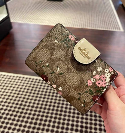 Coach Medium Corner Zip Wallet In Signature Canvas Gold