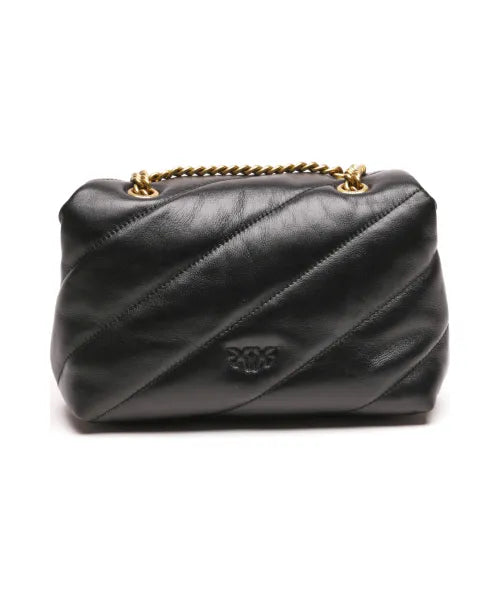 black quilted leather love mini puff pins