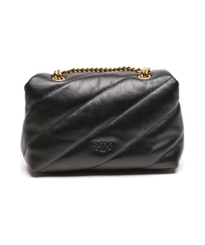 black quilted leather love mini puff pins