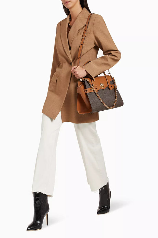 Michael Kors Carmen Large Flap Satchel Brown/Acorn
