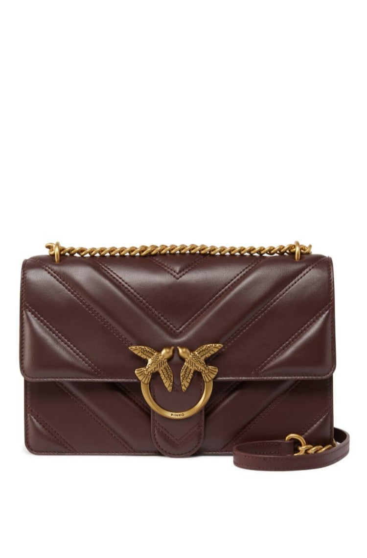 Love Bag mini chevron-quilted nappa leather crossbody bag14×22