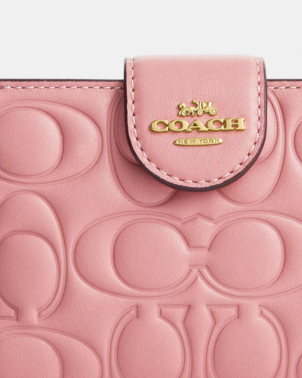 Coach Medium Corner Zip Wallet With Signature Leather pink