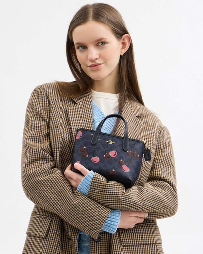 Coach City Mini Tote Bag In Signature Canvas With Cherry Print