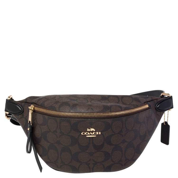 Coach Brown Signature Coated Canvas Belt Bag