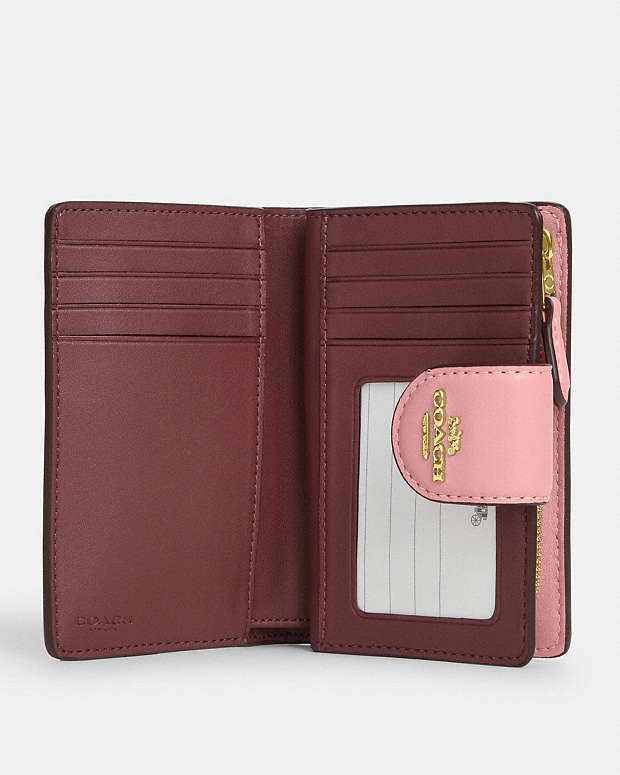 Coach Medium Corner Zip Wallet With Signature Leather pink