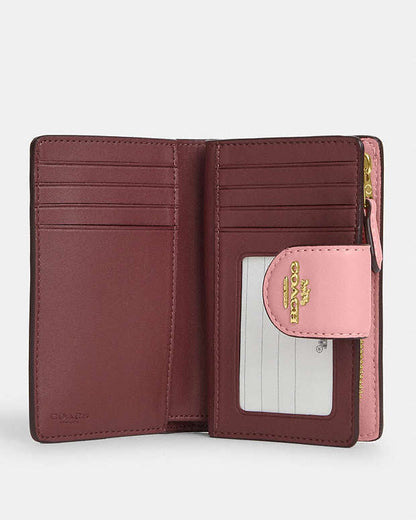 Coach Medium Corner Zip Wallet With Signature Leather pink