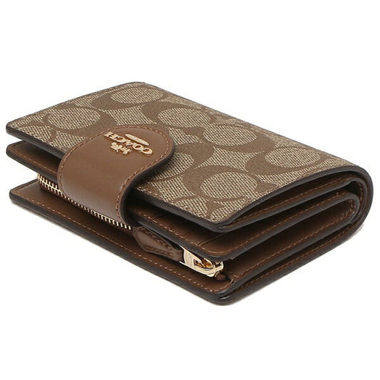 Coach Medium Corner Zip Wallet In Signature Canvas Gold