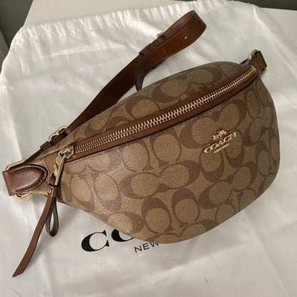 Coach Brown Signature Coated Canvas Belt Bag