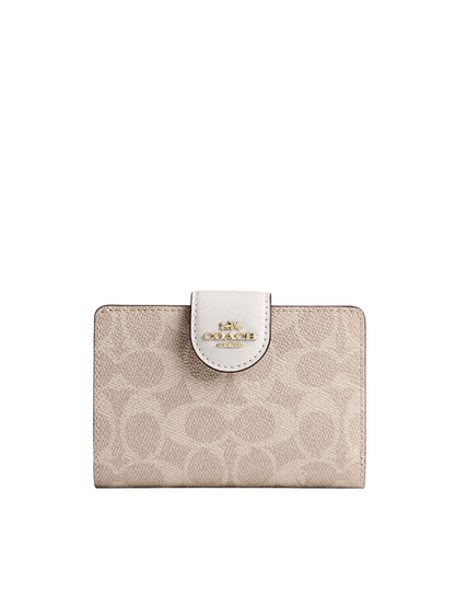 Coach Medium Corner Zip Wallet In Signature Canvas Gold