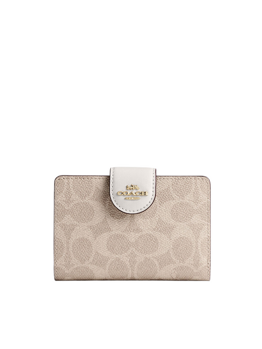 Coach Medium Corner Zip Wallet In Signature Canvas Gold