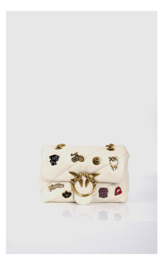 quilted leather love mini puff