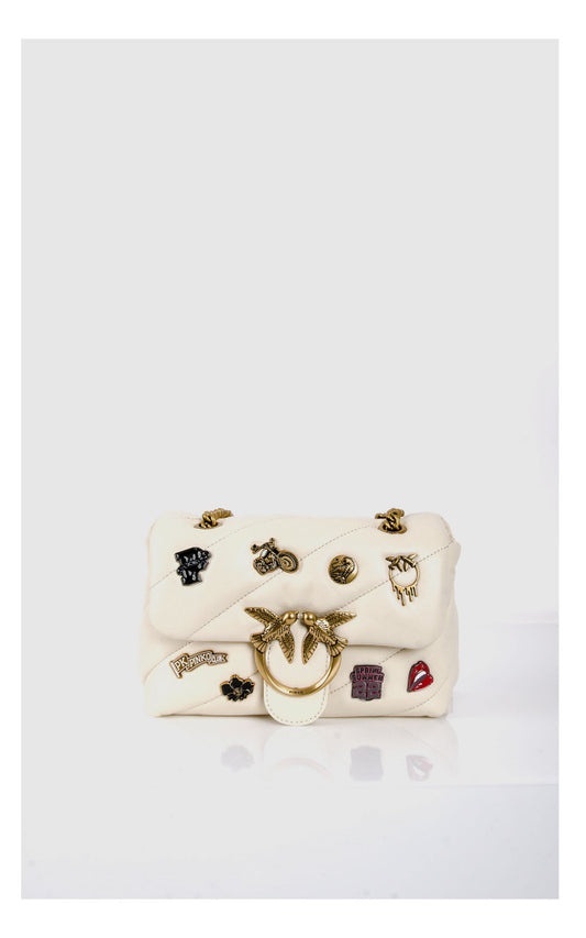 quilted leather love mini puff