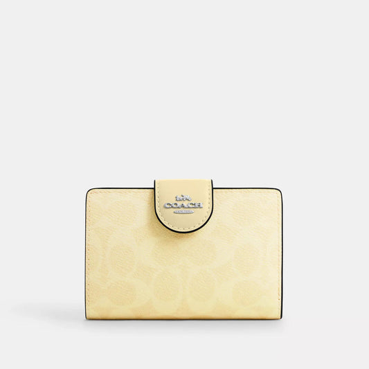Coach Medium Corner Zip Wallet In Signature Canvas Gold