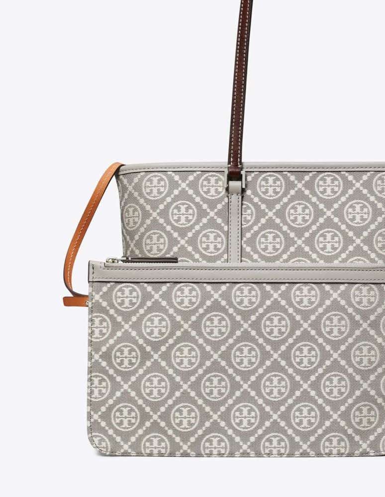 T MONOGRAM UTILITY SMALL ZIP TOTE GRAY