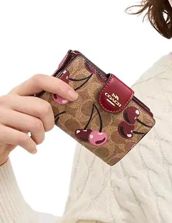 Coach Medium Corner Zip Wallet In Signature Canvas Gold