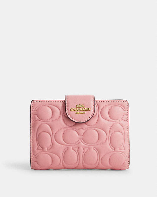 Coach Medium Corner Zip Wallet With Signature Leather pink
