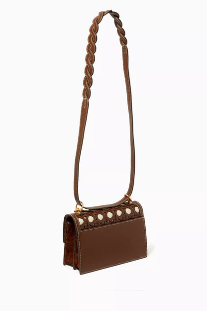 TORY BURCH Miller Basket Weave Moose Shoulder Bag