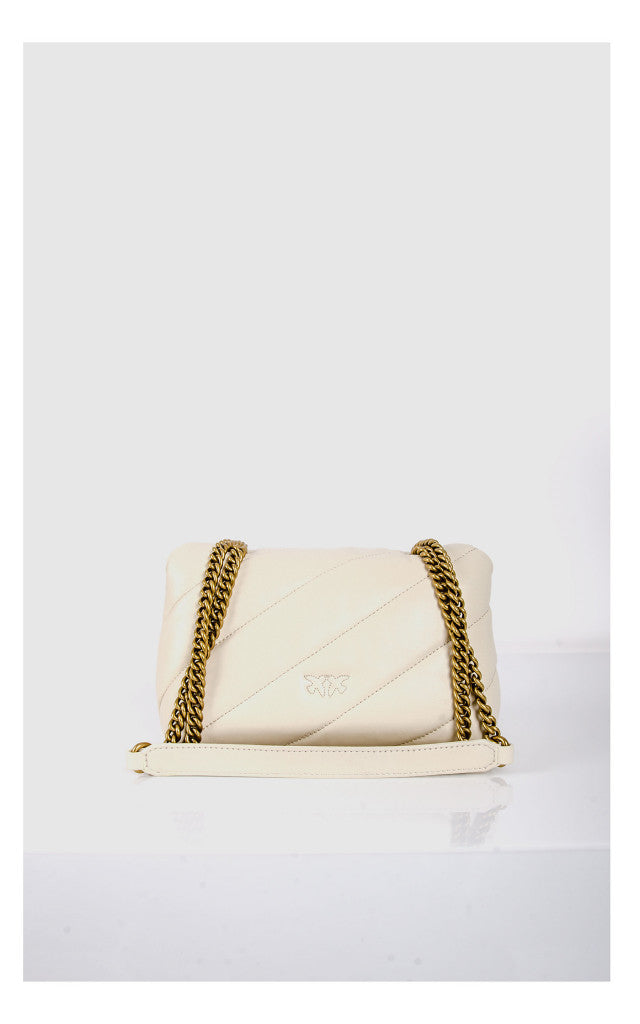 quilted leather love mini puff