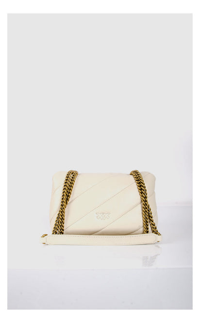 quilted leather love mini puff